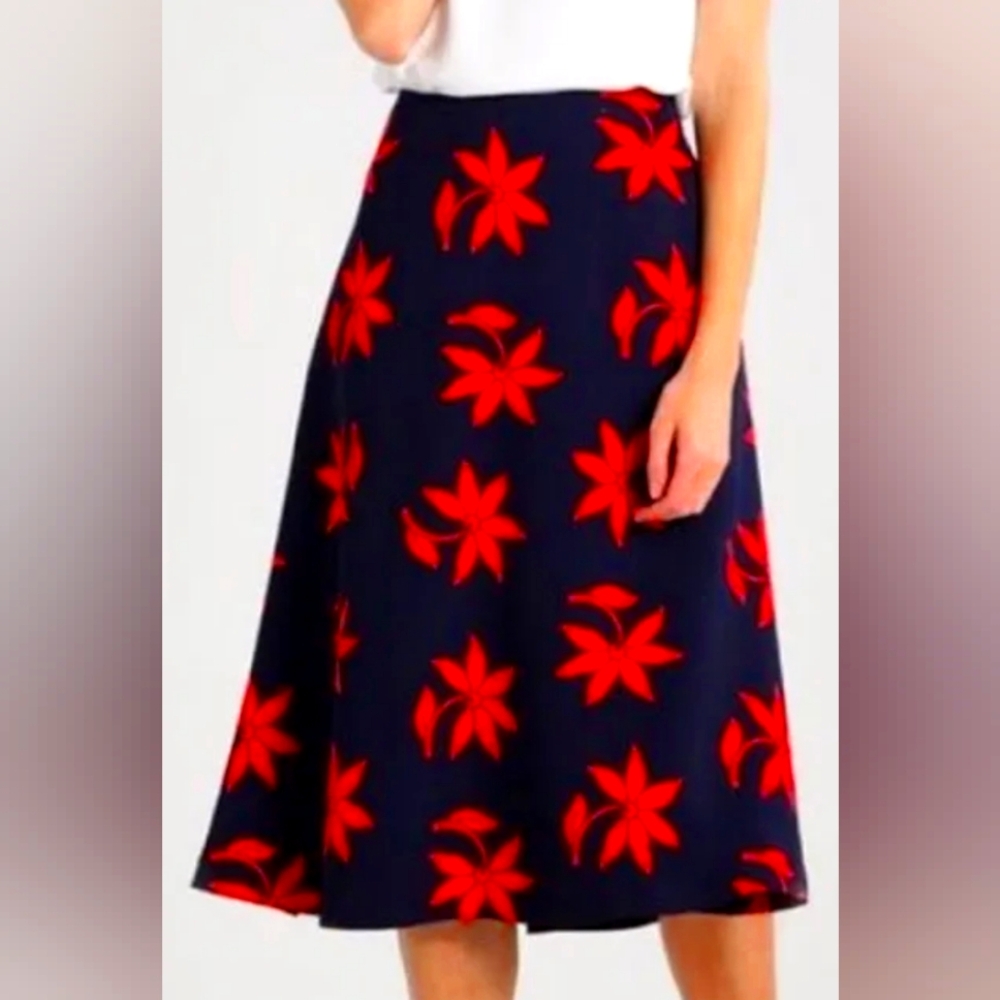 Floral Navy and Red Women's Skirt